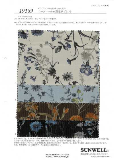 19189 Estampado floral acuarela en pana para camisas