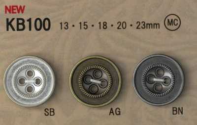 KB100 Botón de metal de estilo vintage con borde