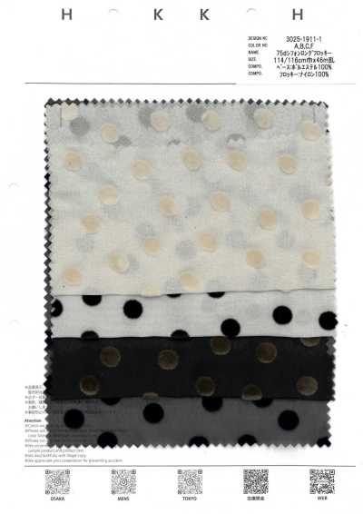 3025-1911-1 75d Chiffon Largo Flocado Puntos Aleatorios