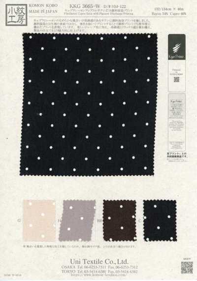 KKG3665-W-HM-122 Satin fibril de cupro y rayón, ancho, estampado por descarga pigmentaria
