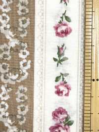 RU2530 RURU BOUQUET Estampado de corona de rosas tejidos de lona (rollo)[Textiles / Telas] COSMO TEXTILE Más fotos