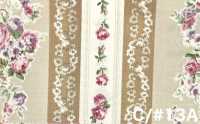 RU2530 RURU BOUQUET Estampado de corona de rosas tejidos de lona (rollo)[Textiles / Telas] COSMO TEXTILE Más fotos
