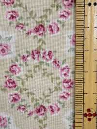 RU2530 RURU BOUQUET Estampado de corona de rosas tejidos de lona (rollo)[Textiles / Telas] COSMO TEXTILE Más fotos