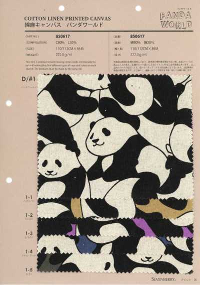 850617 Lona de algodón y lino Panda World