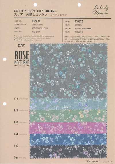 850623 Batista de algodón sin blanquear Luludi Roman Rose Nocturne