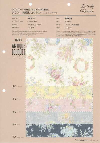 850624 Batista de algodón sin blanquear Luludi Roman Antique Bouquet