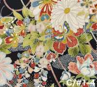 850629 Batista con patrón japonés de flores y dorado, flor, mariposa, viento, luna[Textiles / Telas] VANCET Más fotos