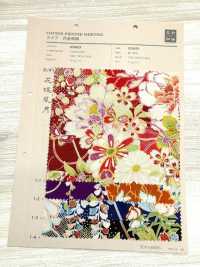850629 Batista con patrón japonés de flores y dorado, flor, mariposa, viento, luna[Textiles / Telas] VANCET Más fotos
