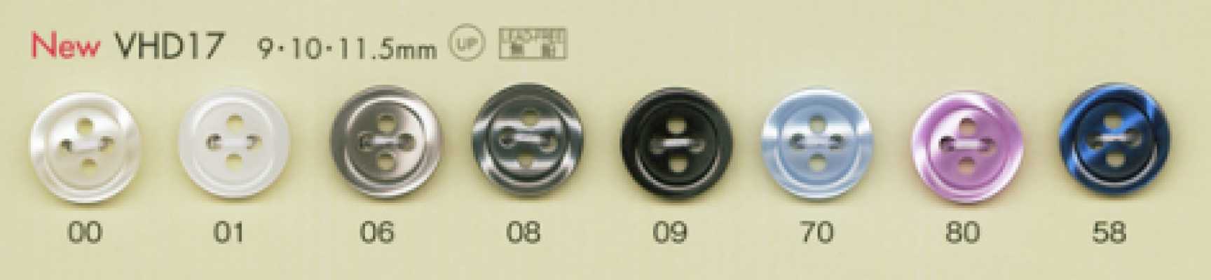 VHD17 Botón de poliéster con aspecto de nácar, resistente a los golpes, serie HYPER DURABLE de DAIYA BUTTONS