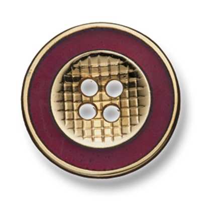 333 Botón metálico fabricado en Japón para trajes y chaquetas Dorado/Rojo