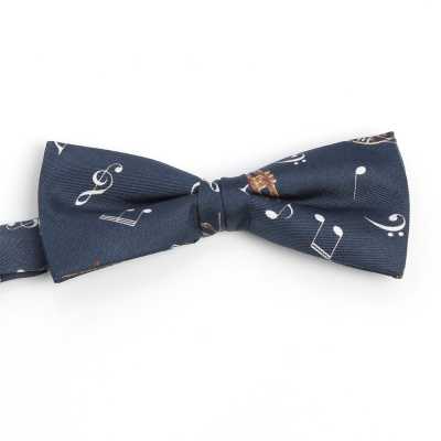 BF-JAZZ-NV Corbata de lazo estampada de seda Jazz azul marino