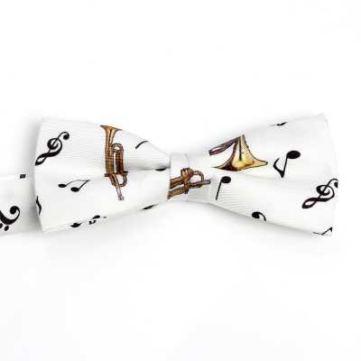 BF-JAZZ-WH Pajarita de seda estampada Jazz blanca