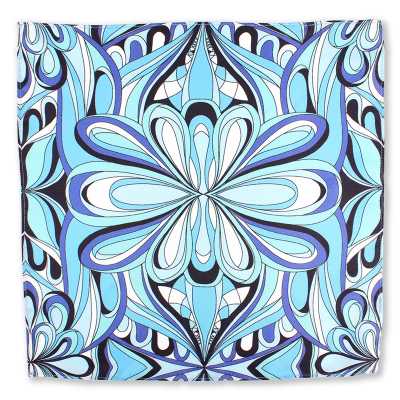 CF-GEO-SB Pañuelo estampado de seda, Geometría, azul saxón