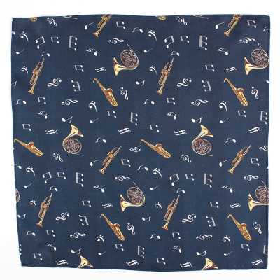 CF-JAZZ-NV Pañuelo de bolsillo estampado de seda Jazz azul marino