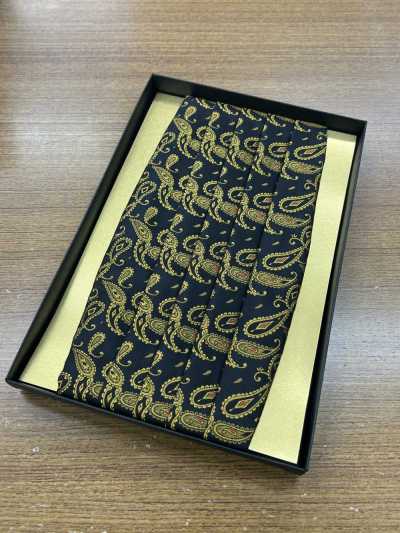 CM-950 Fajín de seda, estampado paisley negro