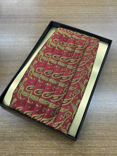 CM-951 Fajín de seda, estampado paisley rojo