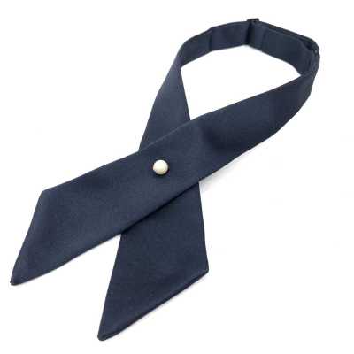 CT-107 Corbata cruzada, con cara de seda, azul marino