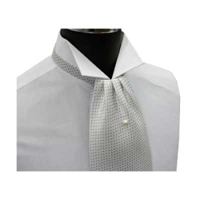 FAS-902 Corbata ascot, blanca con lunares grises