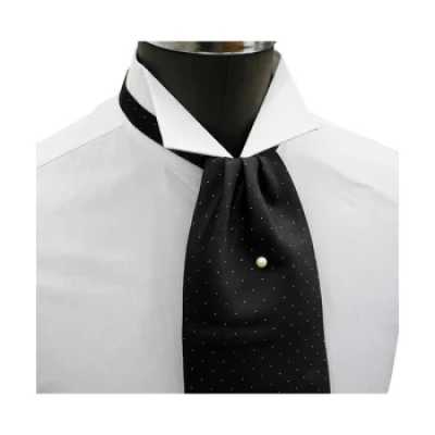 FAS-920 Corbata ascot, negra con micropuntos blancos
