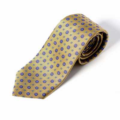 HVN-35 Corbata, estampado pequeño, amarillo, confeccionada con tejido VANNERS