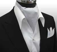 MS-403 Conjunto De Corbata Y Pañuelo Ascot Atado A Mano, Gris Claro[Accesorios Formales] Yamamoto(EXCY) Subfoto