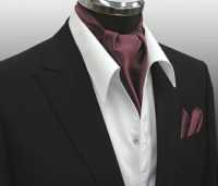 MS-5004 Conjunto De Corbata Y Pañuelo Ascot Atado A Mano, Rojo Vino[Accesorios Formales] Yamamoto(EXCY) Foto secundaria