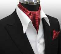 MS-5006 Conjunto De Corbata Y Pañuelo Ascot Atados A Mano, Cuadros Rojos[Accesorios Formales] Yamamoto(EXCY) Foto secundaria