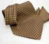 MS-5008 Juego de corbata ascot anudada a mano y pañuelo de bolsillo, cuadro marrón