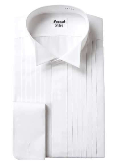ST-1000 Camisa formal de esmoquin, camisa con cuello de alas, frente plisado, tapeta oculta, blanca