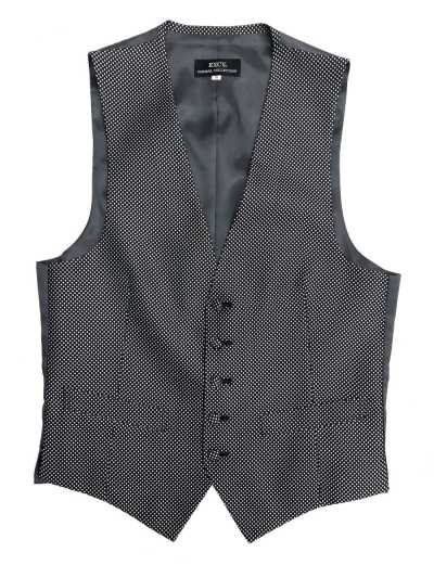 V-153N Chaleco formal de jacquard de seda a cuadros azul marino