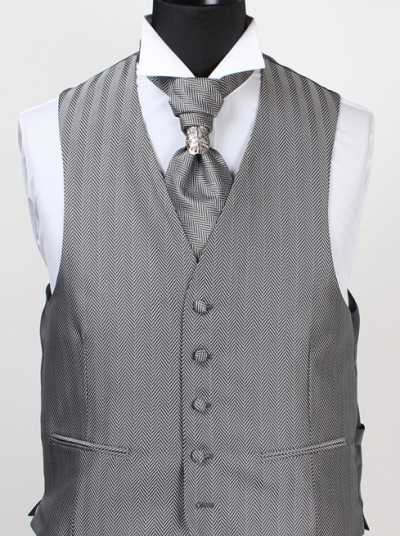 V-24 Chaleco formal hecho en Japón de espiga plateado