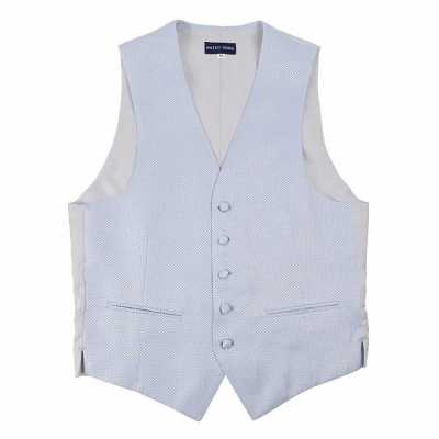 V-27 Chaleco formal fabricado en Japón, microcuadro azul cielo