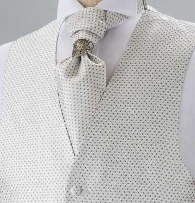 V-902 Chaleco formal, jacquard de seda, diseño de patrón pequeño, plateado