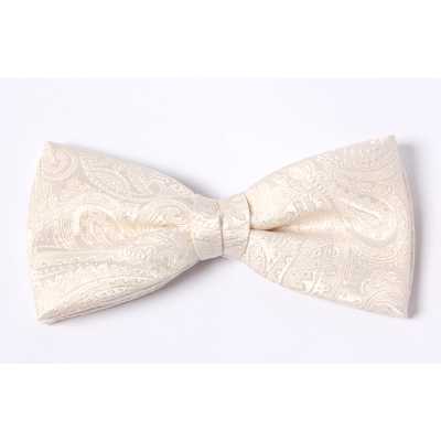 VBF-40 Pajarita hecha con tejido VANNERS, estampado paisley, blanco champagne