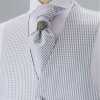 YT-19 Corbata ascot de jacquard hecha en Japón (corbata euro) con patrón de cuadros gris claro