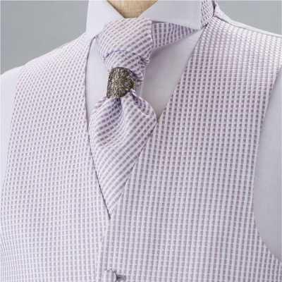 YT-21 Hecho en Japón Corbata ascot jacquard (corbata europea), patrón de cuadros, morado