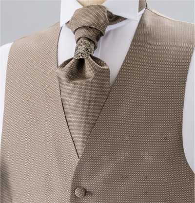 YT-303 Corbata ascot de seda de fabricación japonesa (corbata europea), estampado komon, marrón