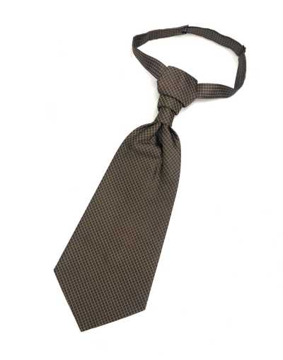 YT-944 Hecho en Japón Corbata ascot (corbata euro) Jacquard de seda a cuadros marrón