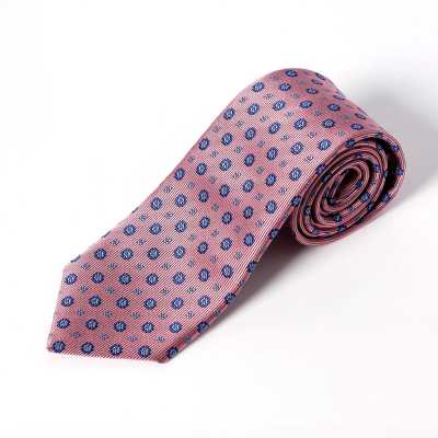 HVN-36 Corbata confeccionada con tejido VANNERS, patrón geométrico pequeño, rosa