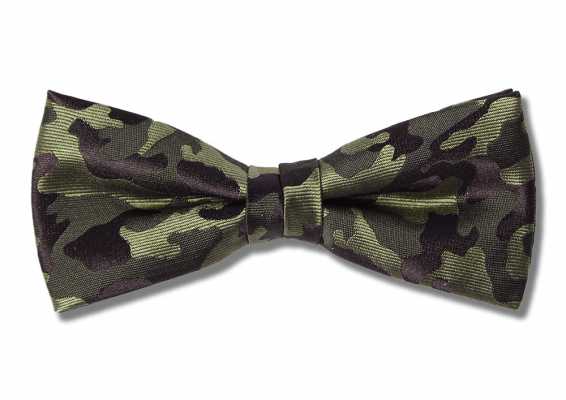 PBF-2 Corbata de lazo con patrón de camuflaje verde, confeccionada con tejido Pentagono
