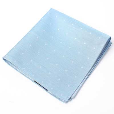 VCF-31 Pañuelo de bolsillo fabricado con tejido VANNERS con estampado de puntos Jacquard tipo denim azul índigo