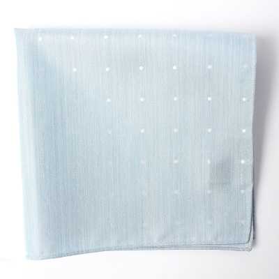VCF-30 Pañuelo de bolsillo hecho con tejido VANNERS estampado de lunares Jacquard tipo denim azul hielo