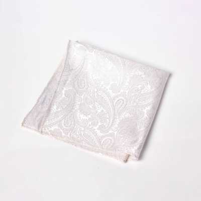 VCF-39 Pañuelo de bolsillo elaborado con tejido VANNERS, motivo paisley, blanco