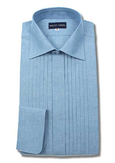 ST-512D Camisa vaquera plisada con cuello ancho