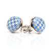 CUFF-V12 VANNERS Tela De Seda Nogal Puños Pata De Gallo Azul Saxe