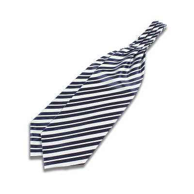 VAS-51 VANNERS Corbata ascot de seda, azul marino a rayas