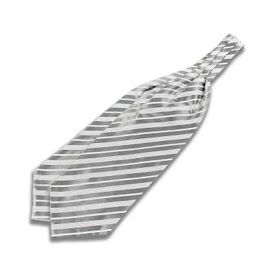 VAS-52 VANNERS Corbata ascot de seda a rayas plateadas
