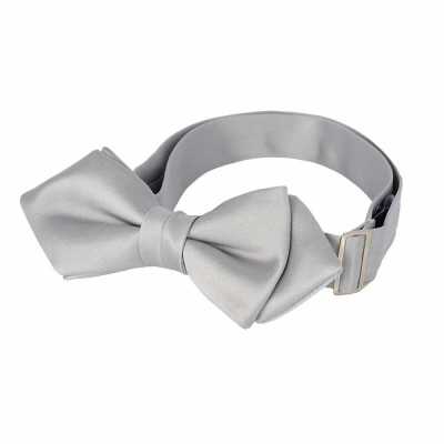 BFK-501 Material premium, pajarita de punta de diamante, tejido con cara de seda, plata
