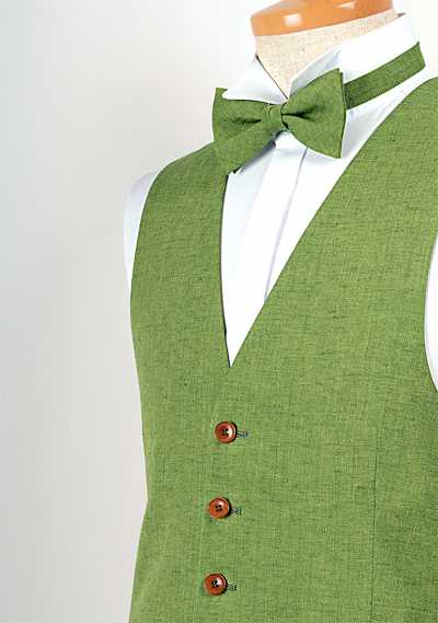 LV-3 Chaleco de lino verde fabricado en Japón