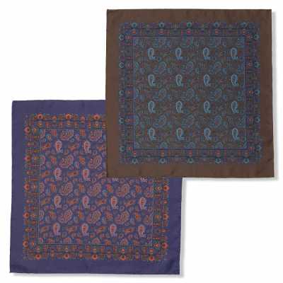 RKC-3241 EXCY FORMAL Pañuelo de bolsillo de seda con estampado paisley